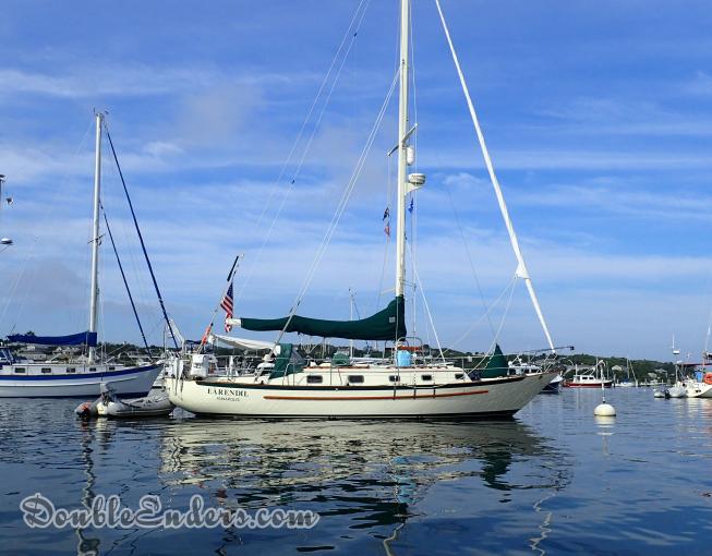 Earendil Pacific Seacraft Sailboat on a mooring in Cuttyhunk